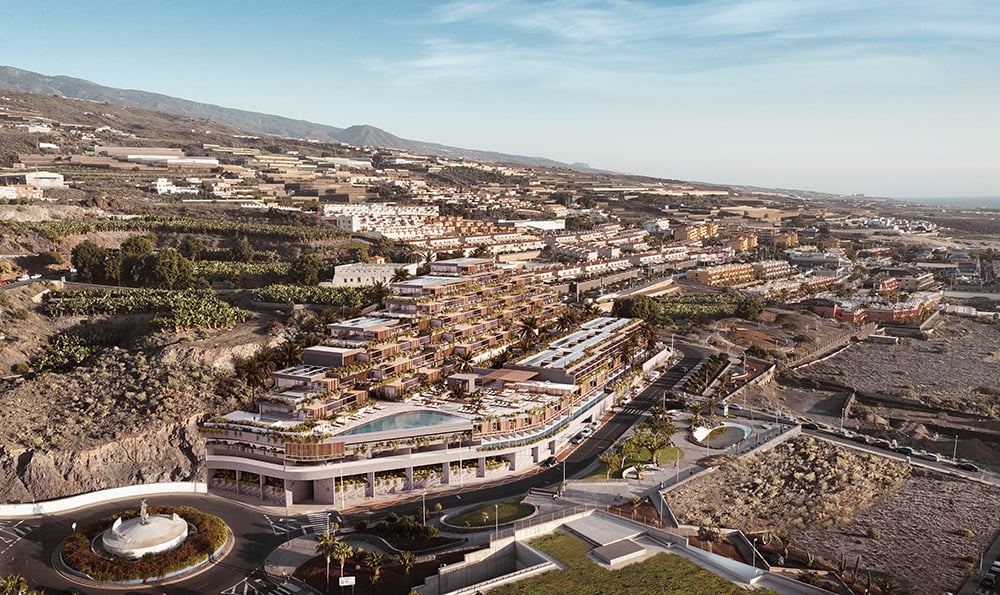 Vista aérea del desarrollo Tamaragua Residences en Puerto Santiago