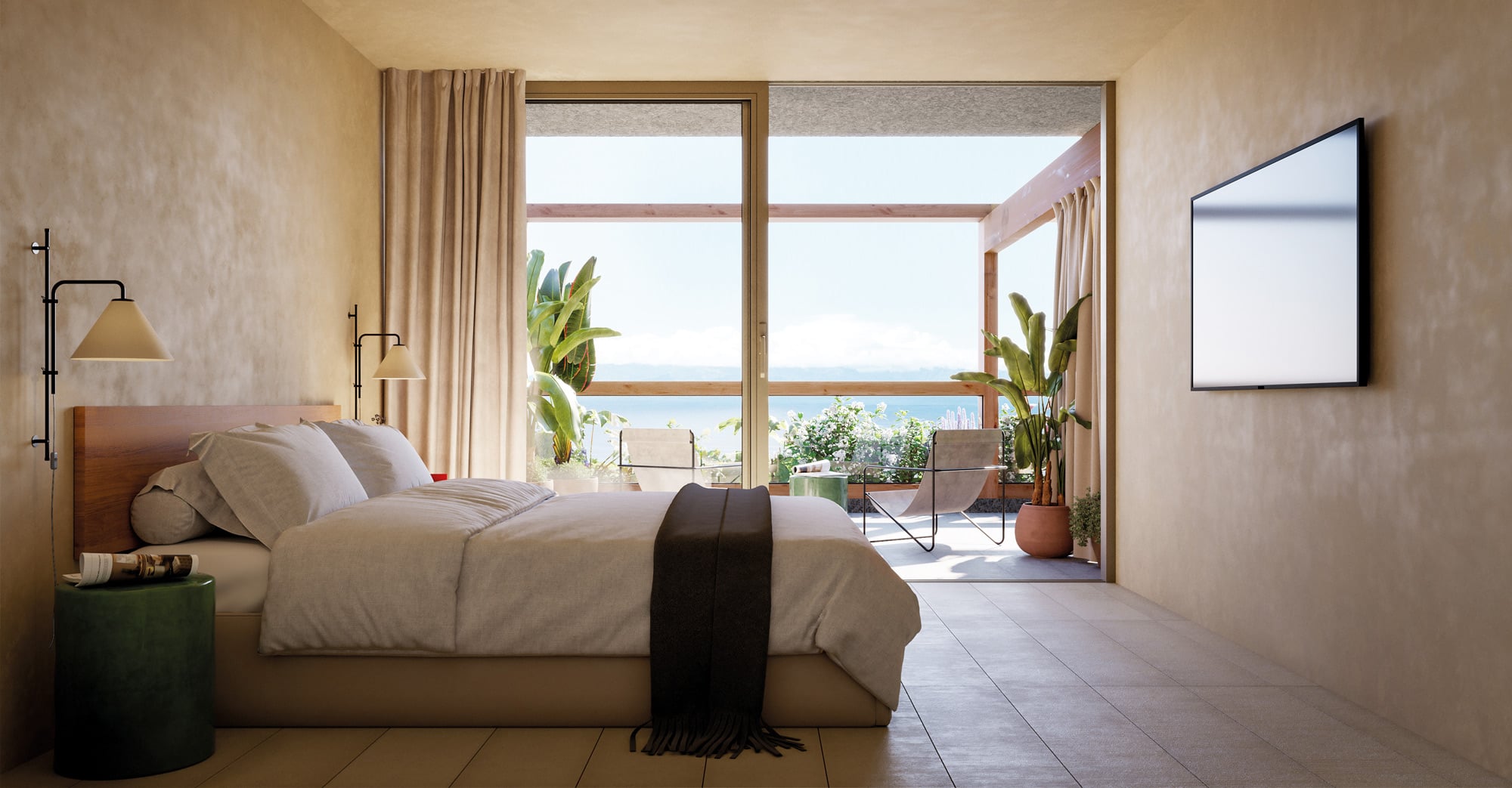 Dormitorio con vistas al mar