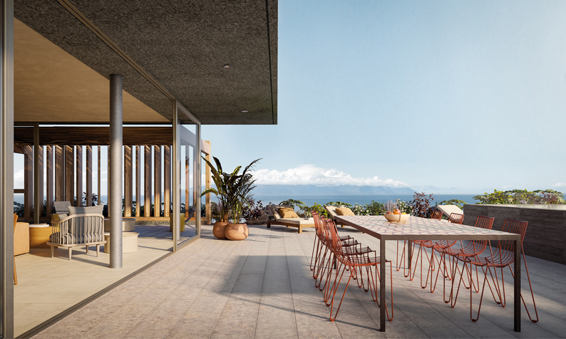 Terraza comedor con vistas al mar